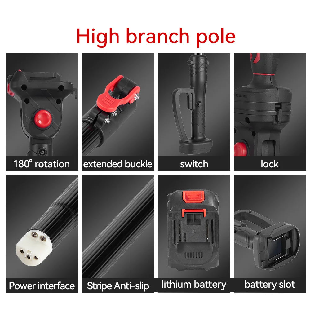 3‑in‑1 Brushless Telescoping Pole Chainsaw | Electric Pruner, Hedge Trimmer & Scissors