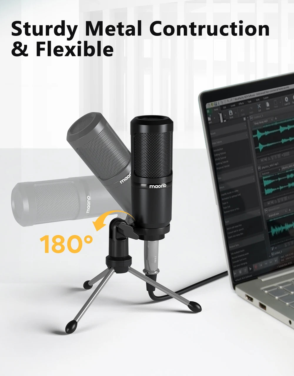 Maono PM360TR – 3.5mm Condenser Podcast Microphone | Desktop Mic for PC, Laptop, Phone, Sound Cards, YouTube, Gaming & Recording