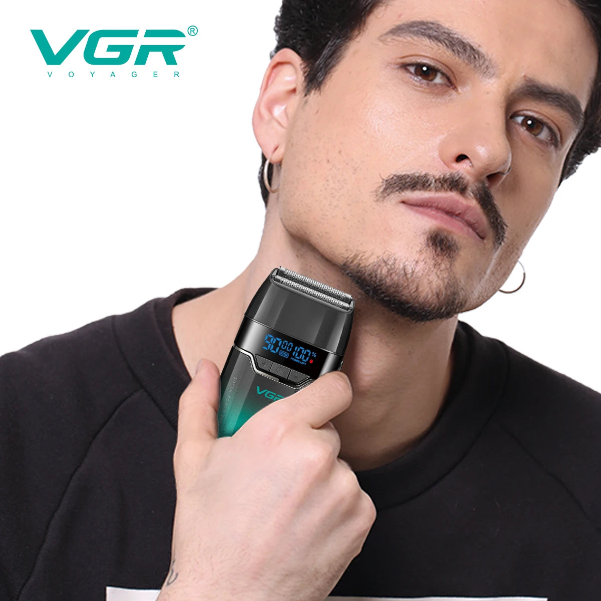 VGR Shaver Professional Beard Trimmer 9000 RPM Shaving Machine Razor Electric Shaver Reciprocating LED Shaver for Men V-308