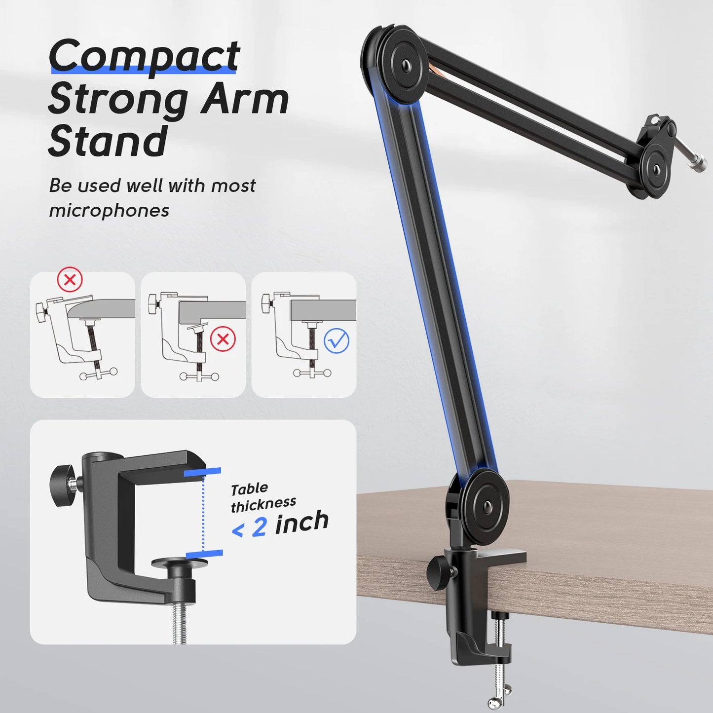 FIFINE BM63 Heavy-Duty Microphone Boom Arm | Adjustable Scissor Stand