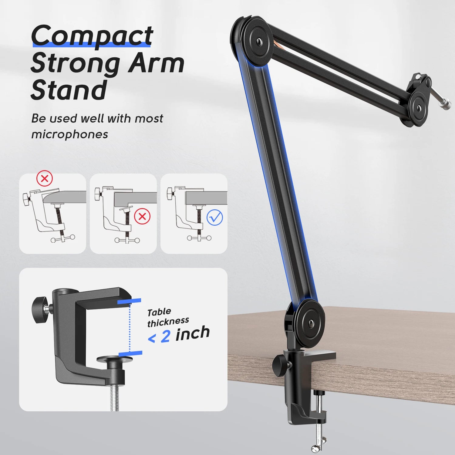 FIFINE BM63 Heavy-Duty Microphone Boom Arm | Adjustable Scissor Stand