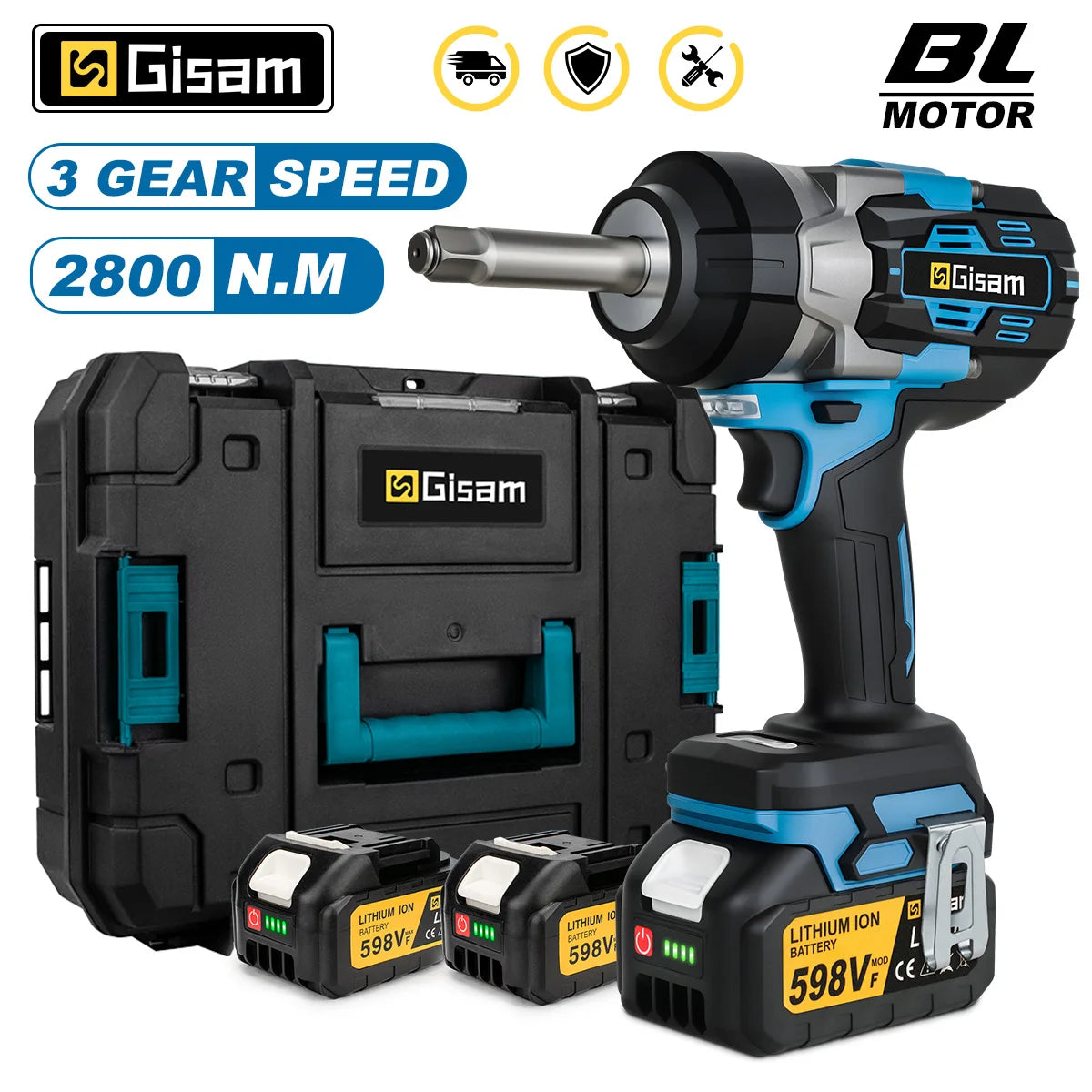 Gisam 2800N.m Brushless Impact Wrench 1/2"
