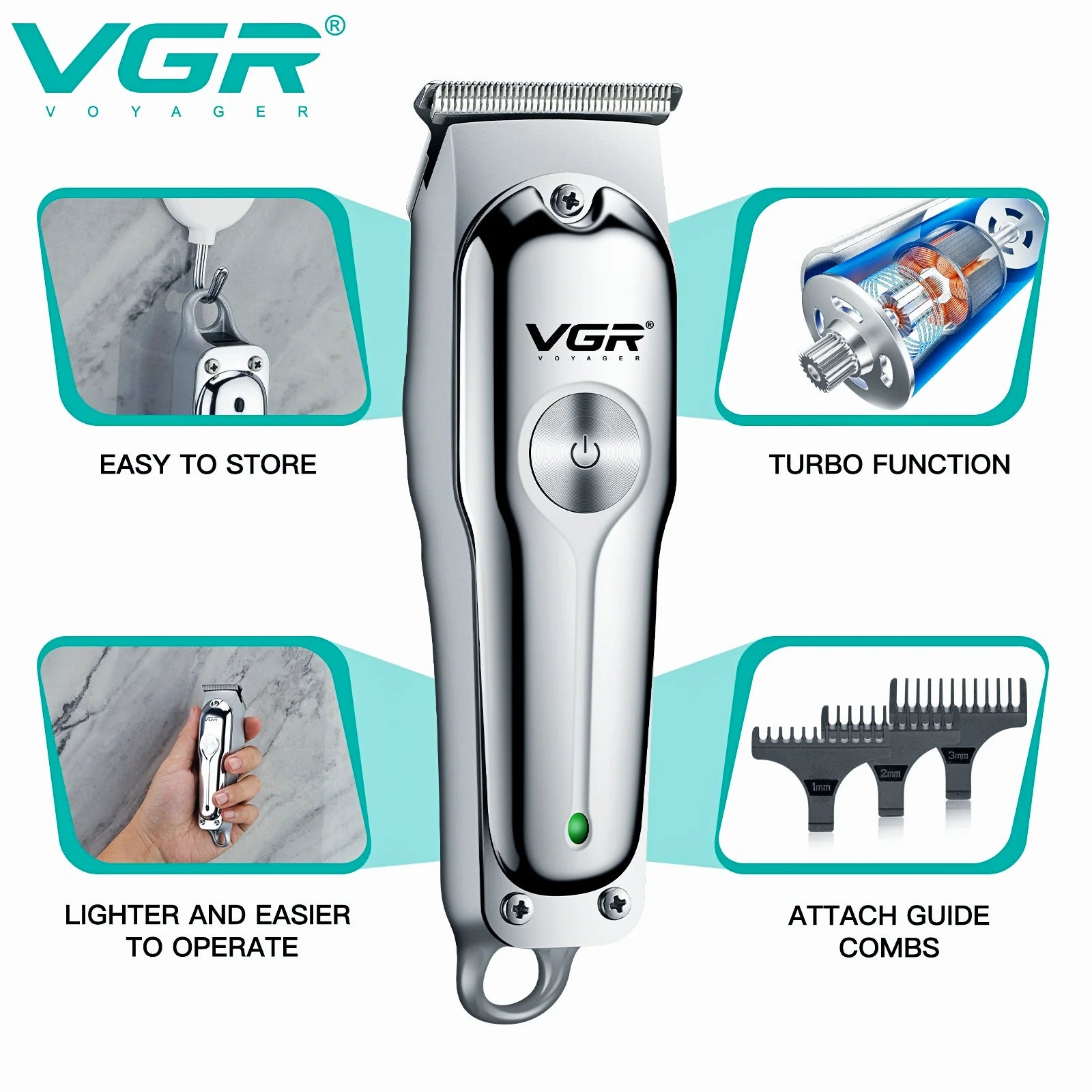 VGR V-071 Professional Hair Clipper Mini Barber Trimmer for Men