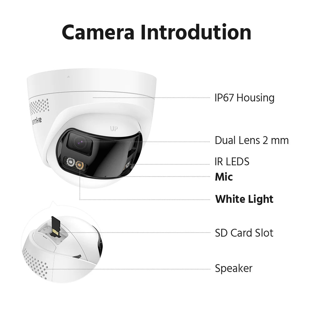 ANNKE 6MP 180° Panoramic Camera | Dual‑Lens, Color Night Vision, AI Detection