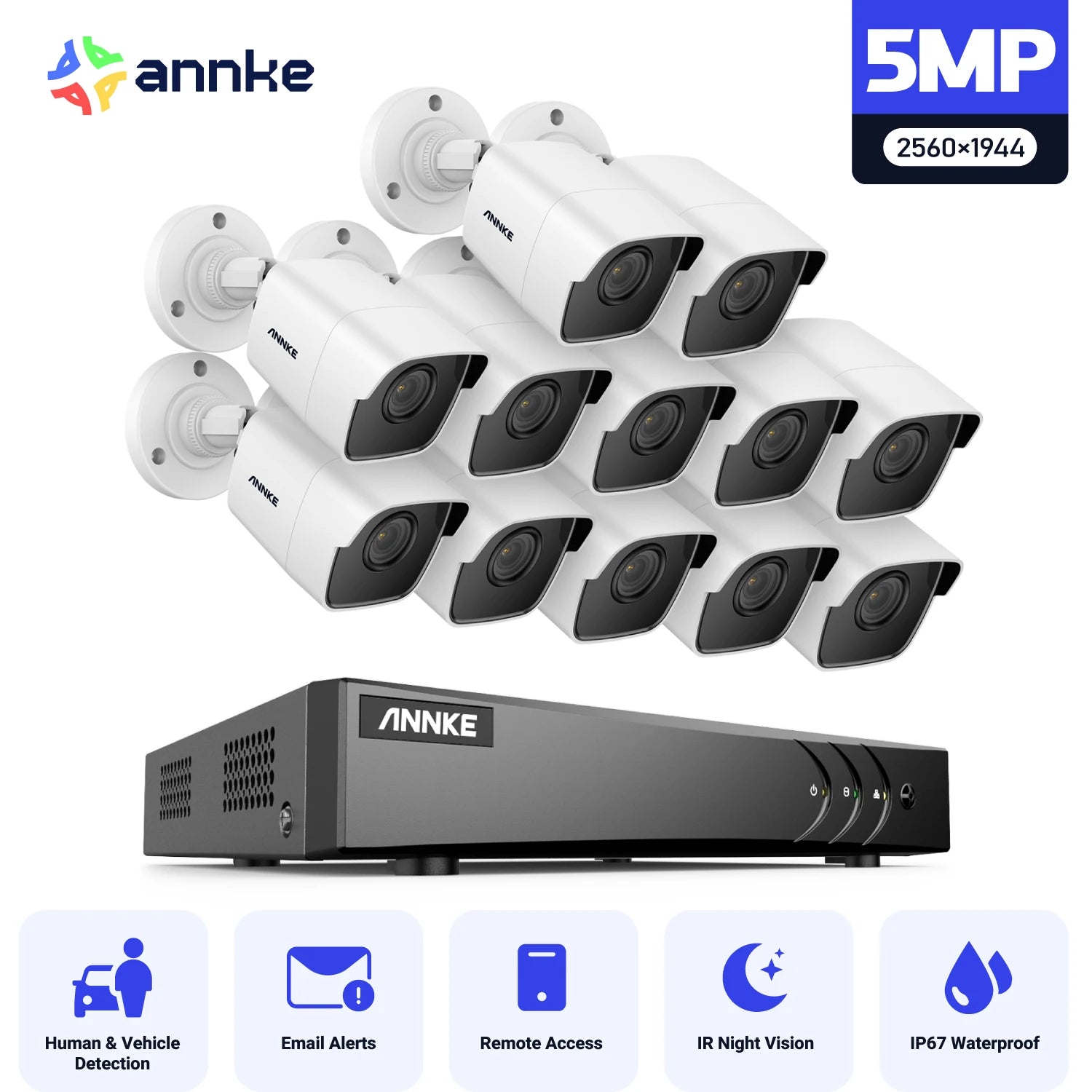ANNKE 5MP Lite CCTV System | H.265+ DVR, Bullet Cameras, IR Night Vision