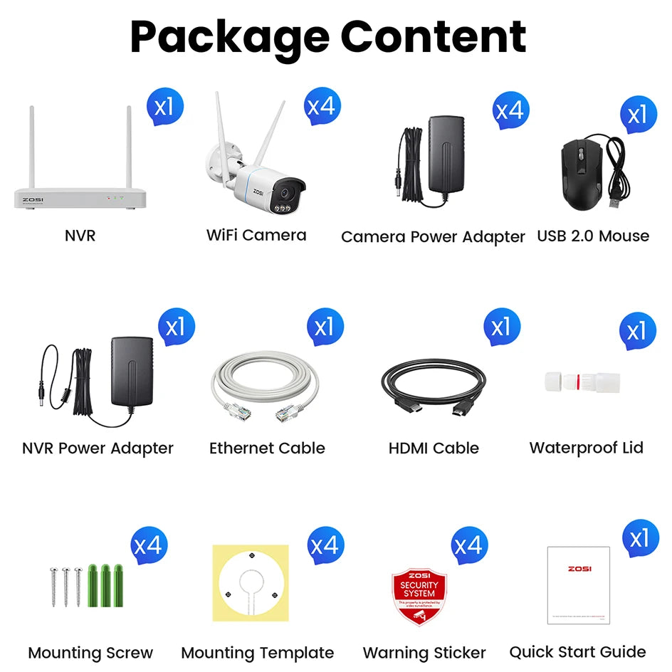 ZOSI 4K WiFi 6 Security Camera System – Aurora Lux True Color Night Vision, 8CH 8MP NVR with 8MP/5MP