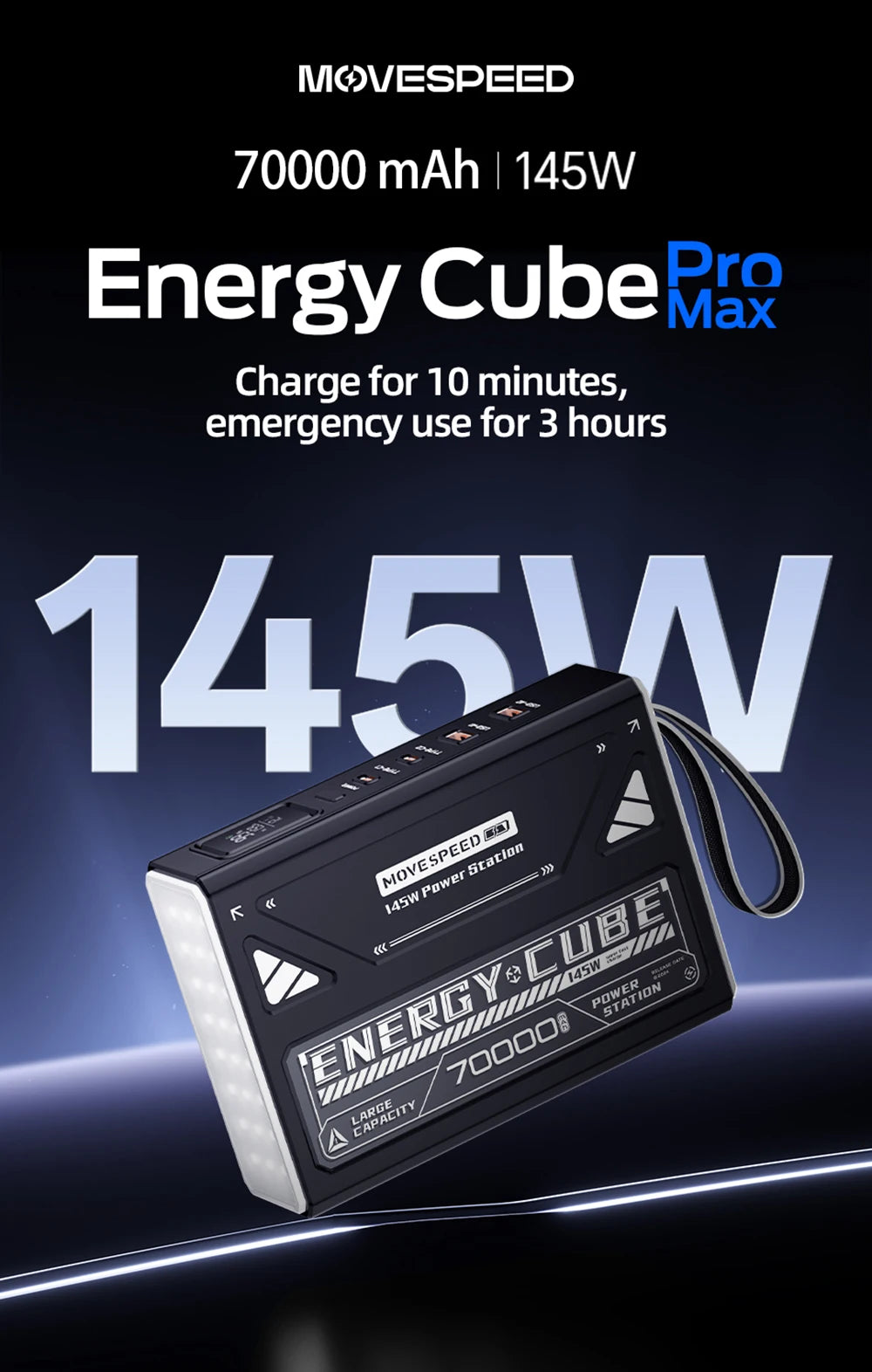 MOVESPEED 140W Power Bank 70000mAh PD3.1 Power Station Camping