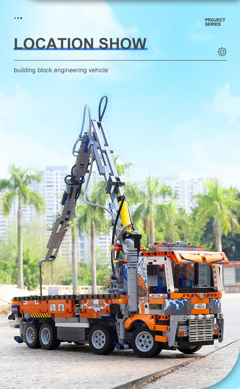 Mould King 19014 Pneumatic Concrete Pump Truck | RC Technical Construction Vehicle Building Set - Limetastore