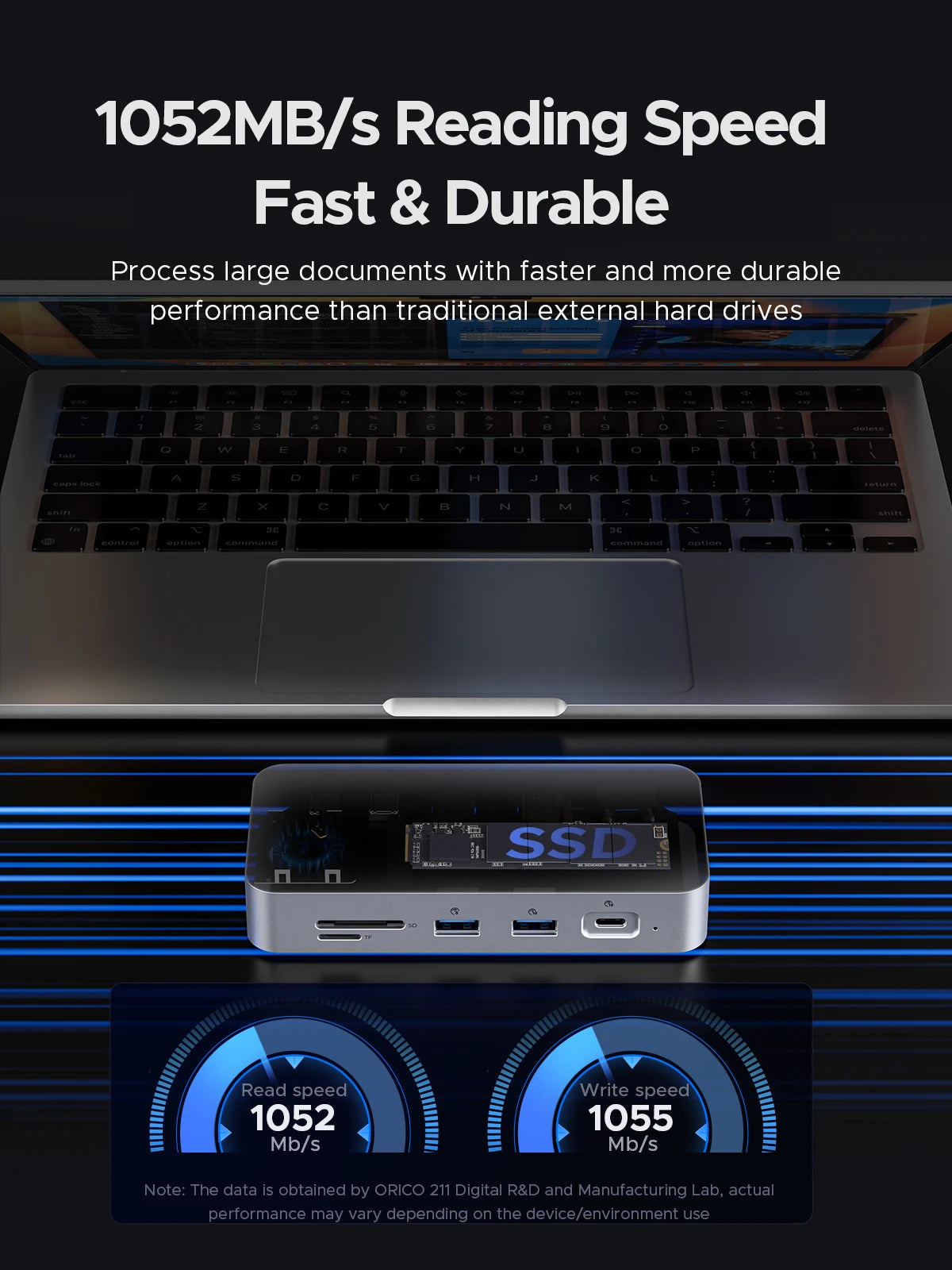 ORICO DataLink PSSD 2TB External SSD Docking Station – USB‑C to 4K60Hz HDMI Adapter