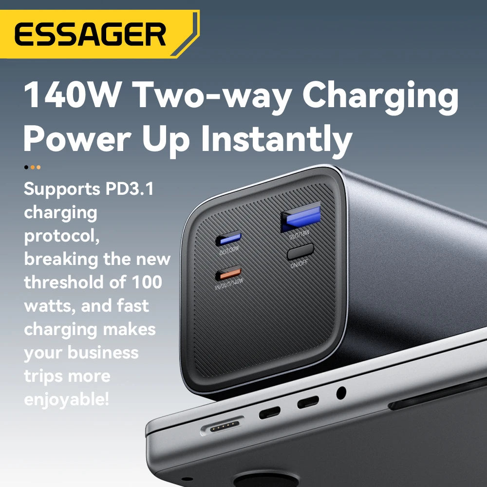 ESSAGER 140W USB-C Power Bank 27000mAh PD3.1 with Digital Display – Super Fast Charging