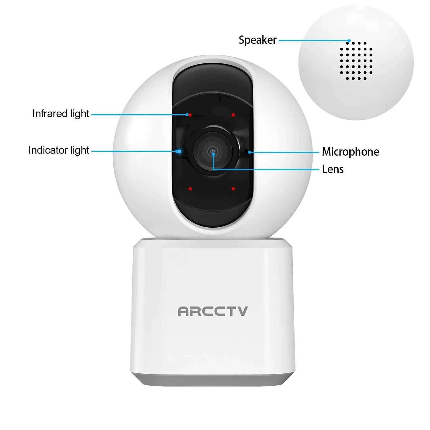 ARCCTV 2K WiFi 5G Surveillance Baby Monitor Camera HD Two Way Talk IR Night Vision Security PTZ Camera 360° View Auto Tracking - Limetastore
