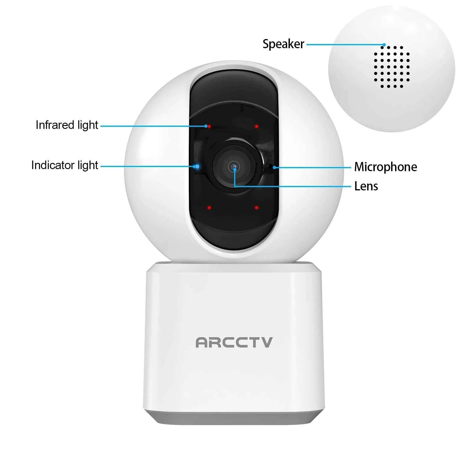 ARCCTV 2K WiFi 5G Surveillance Baby Monitor Camera HD Two Way Talk IR Night Vision Security PTZ Camera 360° View Auto Tracking - Limetastore