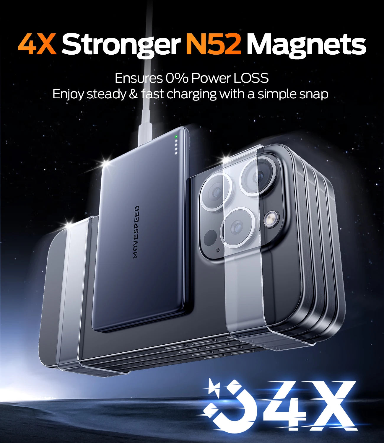 MOVESPEED Magnetic Power Bank 10000mAh Slim MagSafe for iPhone Samsung