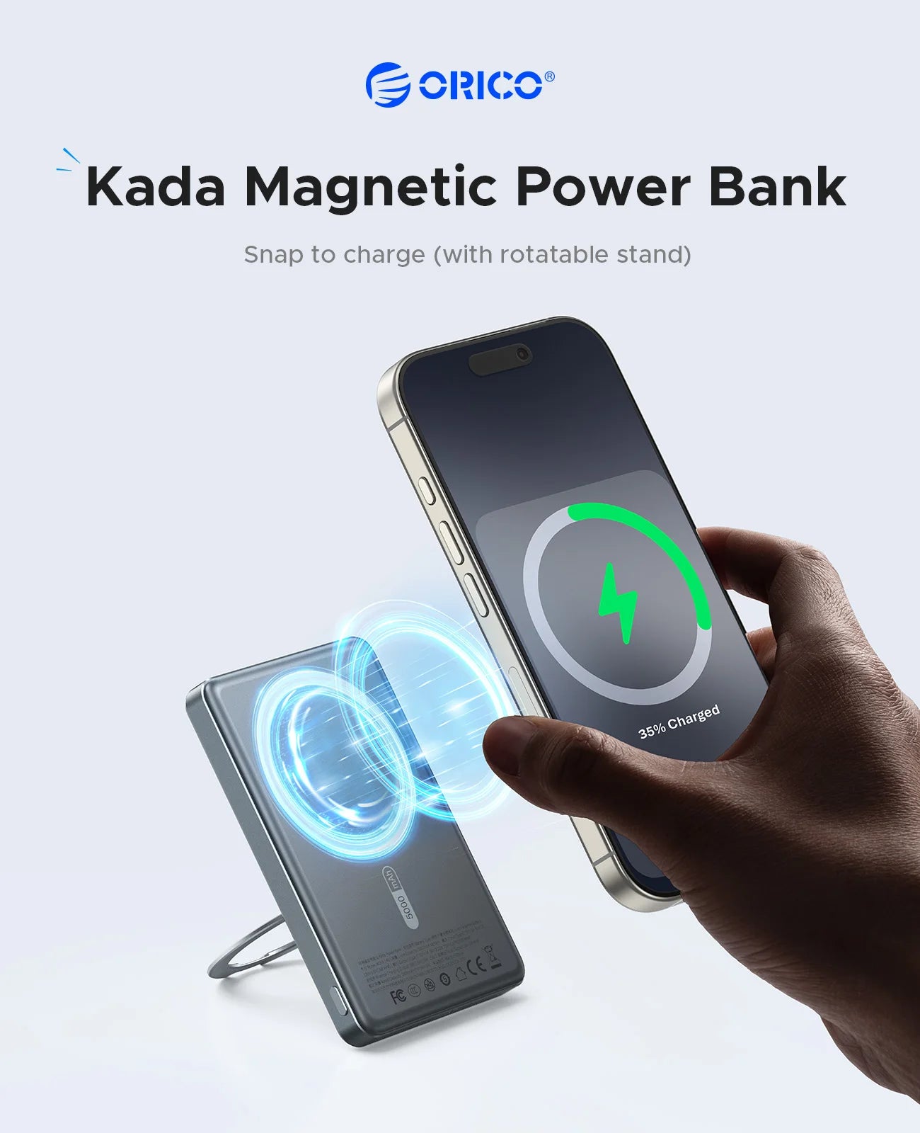 ORICO Kada Magnetic Power Bank – 5000mAh / 10000mAh PD22.5W Wireless External Battery