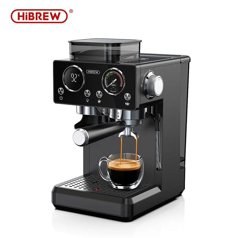 HiBREW H20 – polavtomatski espresso aparat | 20 barov tlaka | Vgrajen mlinček z 20 nastavitvami mletja