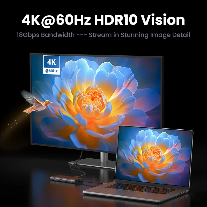 UGREEN 9‑in‑1 USB‑C Hub with 4K60Hz HDMI, 10Gbps USB Ports, Gigabit Ethernet, PD100W
