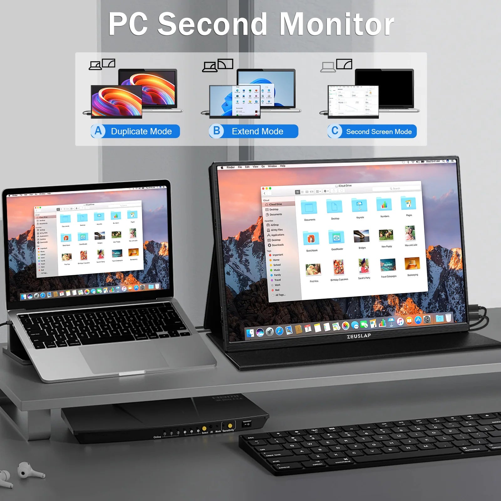 ZEUSLAP 16-palčni prenosni zaslon na dotik | 1200P IPS, 100 % sRGB, USB‑C in HDMI