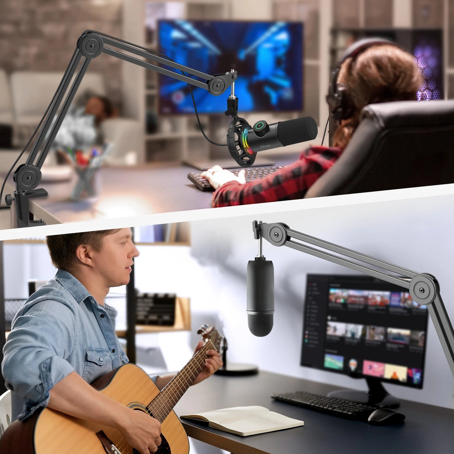 FIFINE BM63 Heavy-Duty Microphone Boom Arm | Adjustable Scissor Stand