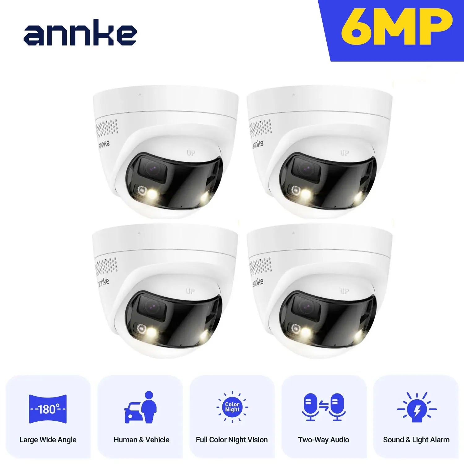 ANNKE 6MP 180° Panoramic Camera | Dual‑Lens, Color Night Vision, AI Detection