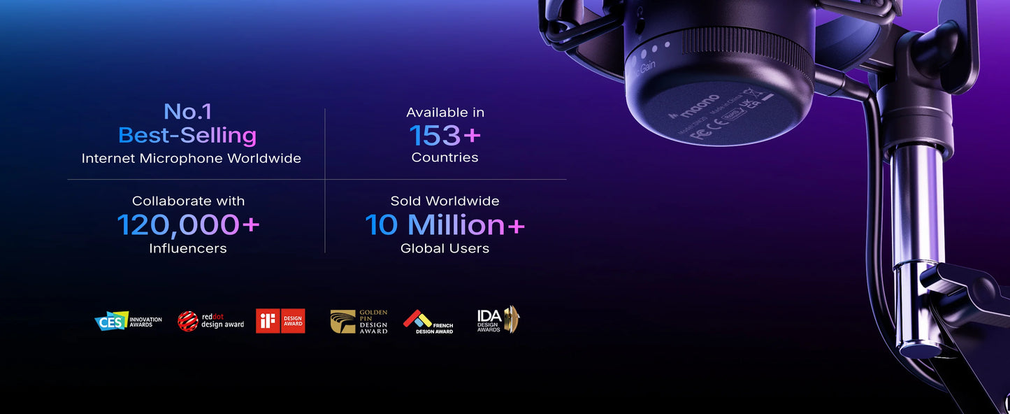 Maono DGM20S – USB Gaming Condenser Microphone | Noise Cancellation, RGB Lights, Mute & Zero‑Latency Monitoring for Streaming & Podcasting