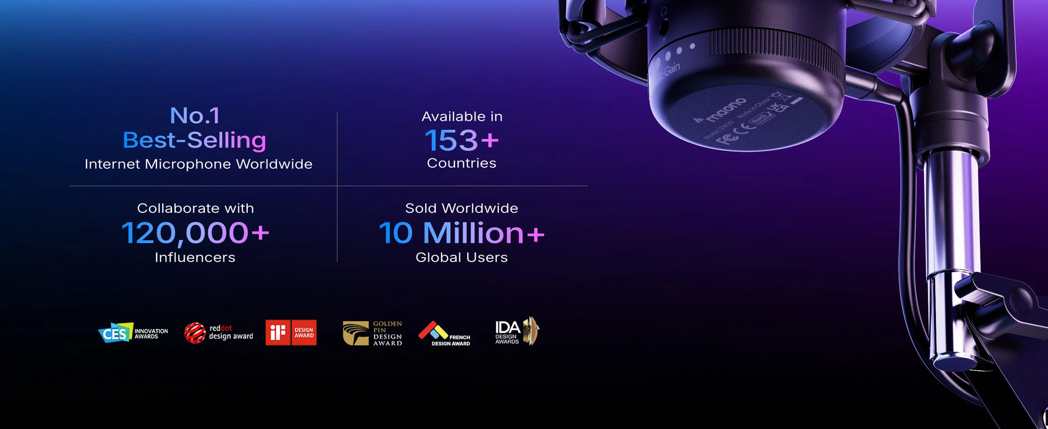 Maono DGM20S – USB Gaming Condenser Microphone | Noise Cancellation, RGB Lights, Mute & Zero‑Latency Monitoring for Streaming & Podcasting