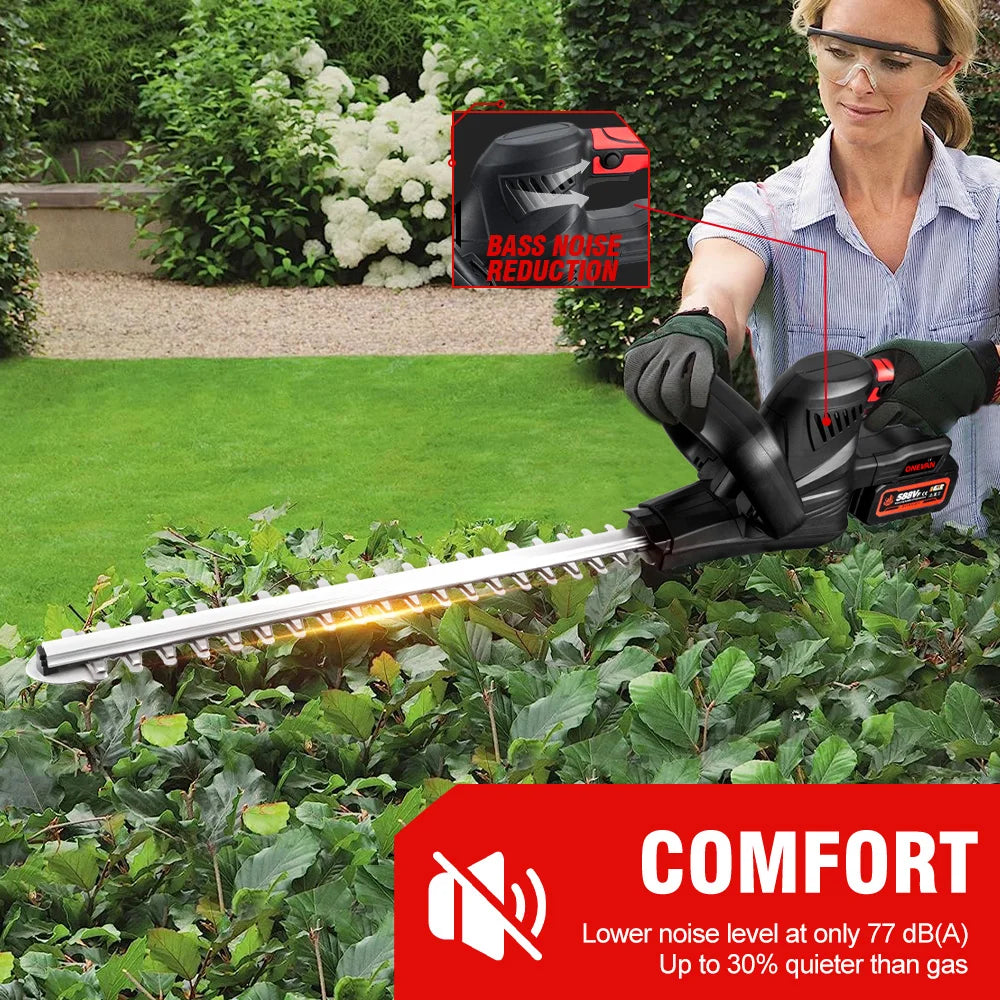 ONEVAN 2000W Cordless Hedge Trimmer Electric Household Trimmer Pruning Saw Rechargeable Hedge Trimmer For 21V 18v Battery
