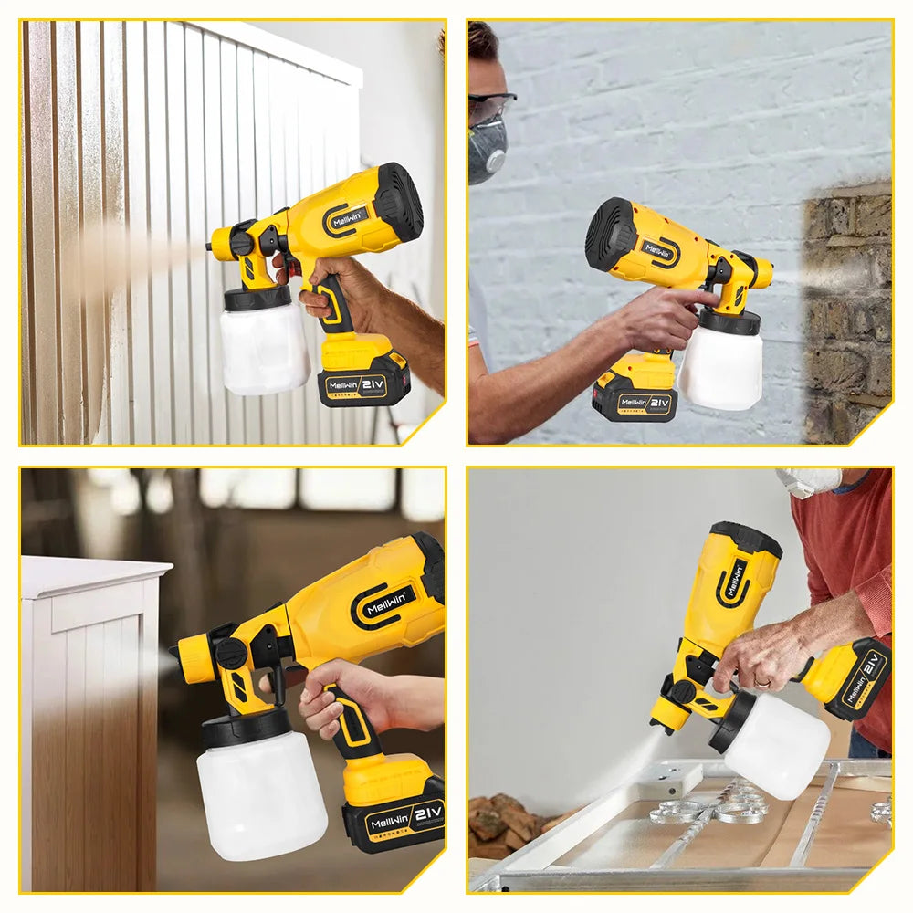 MELLWIN 1200ML Cordless Electric Paint Spray Gun Household Paint Sprayer Car Furniture Sprayer For Makita 18V Battery Pin - Limetastore