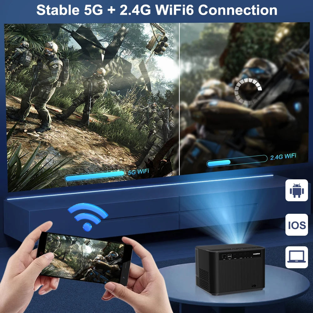 ThundeaL TDA5 Pametni Full HD projektor – naravna 1080P, podpora za 4K, Android OS, 5G WiFi in Bluetooth