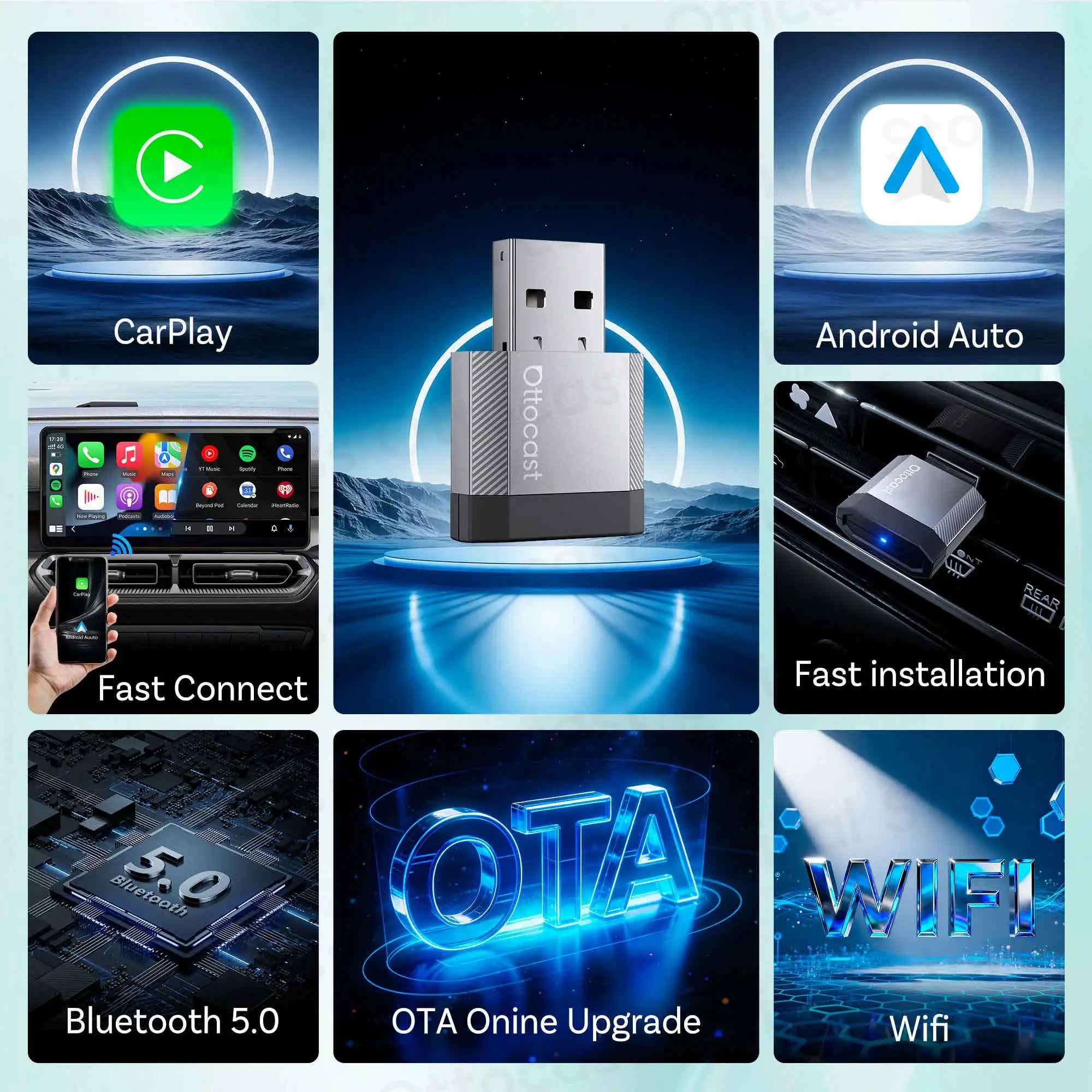 OTTOCAST Mini Nova Cube 3.0 Wireless CarPlay Adapter