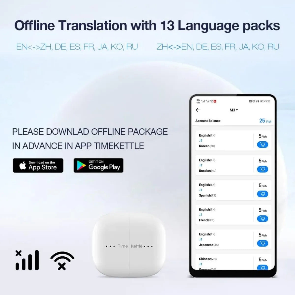 Timekettle M3 Translator Earbuds Real-Time 43 Languages
