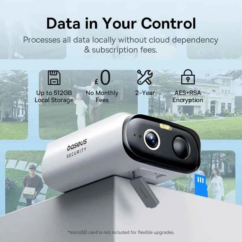 Baseus Security S1 Lite Solar Security Camera Wireless Outdoor Camera Continuous Power 2K Resolution 135°FOV IP67 Wifi Camera - Limetastore
