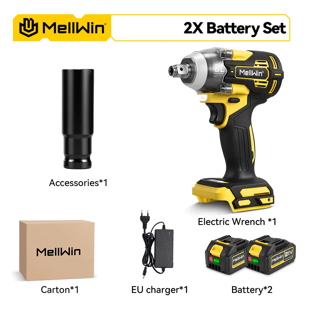 MELLWIN Brushless 520N·m Multi Electric Impact Wrench Set 3IN1 Electric Drill Screwdrive Repair Tool For Makita 18V Battery Pin - Limetastore