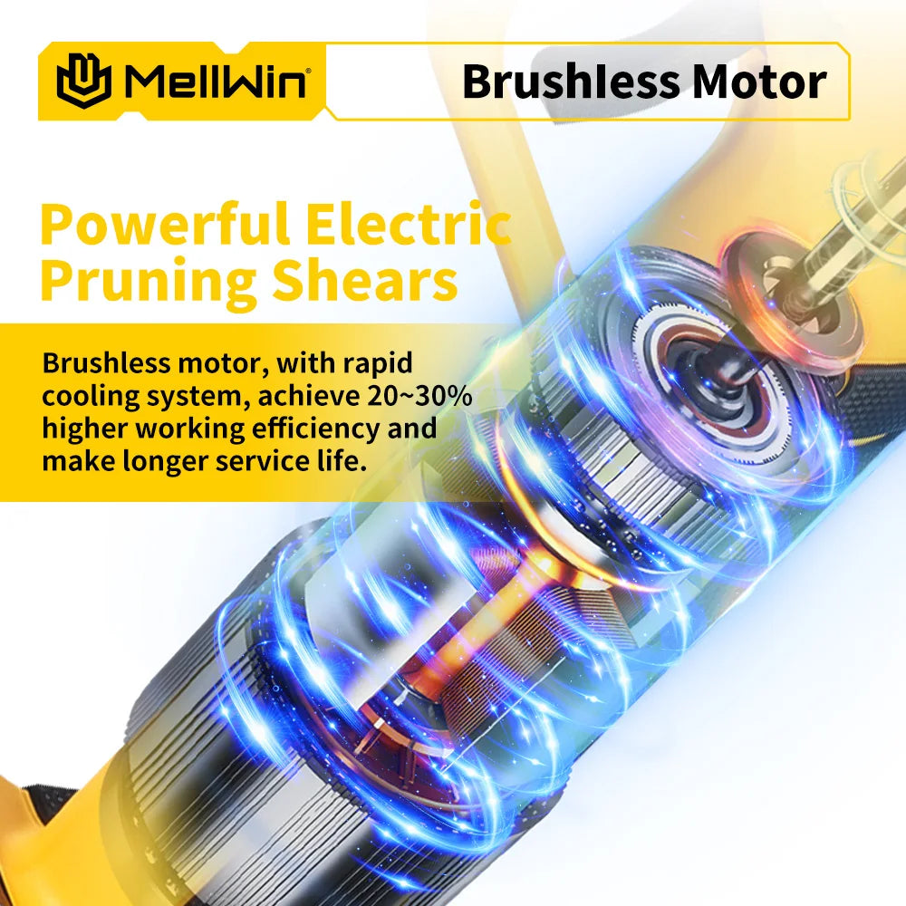 MELLWIN Brushless 50MM Electric Pruner Shear With 180CM Telescoping Pole Garden Pole Pruner Shear Tool For Makita 18VBattery Pin - Limetastore