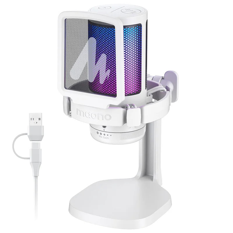 Maono DGM20 – USB Gaming Condenser Microphone | RGB Mic with Noise‑Reduction Software, Gain Control & One‑Key Mute for Streaming & Recording