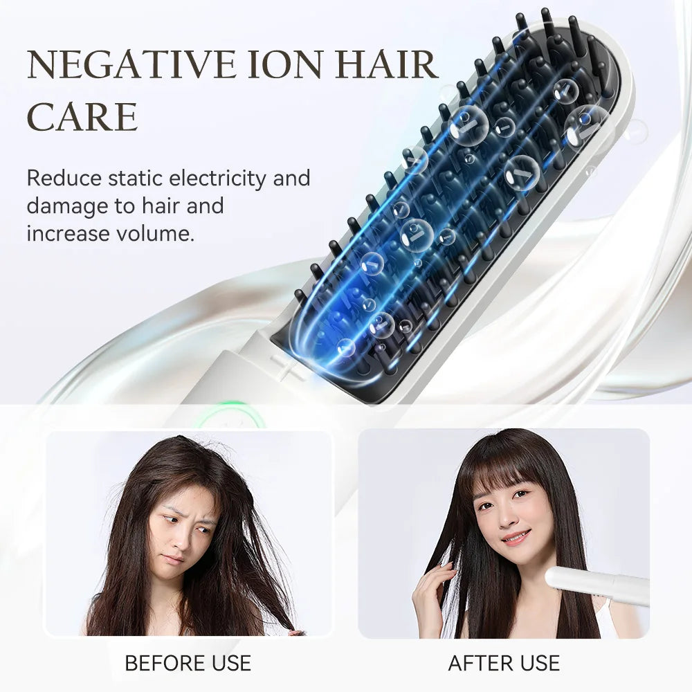 ANLAN Cordless Hair Straightener Brush | Ceramic, Negative Ions, Anti‑Scald, Portable
