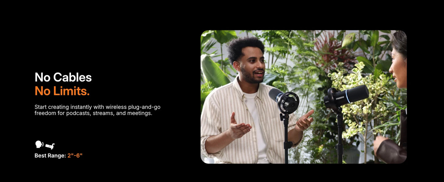 Maono PD200WS – Hybrid Wireless XLR/USB Dynamic Microphone | Podcast, Gaming & Live‑Streaming Mic for Phone, PC & Studio Recording