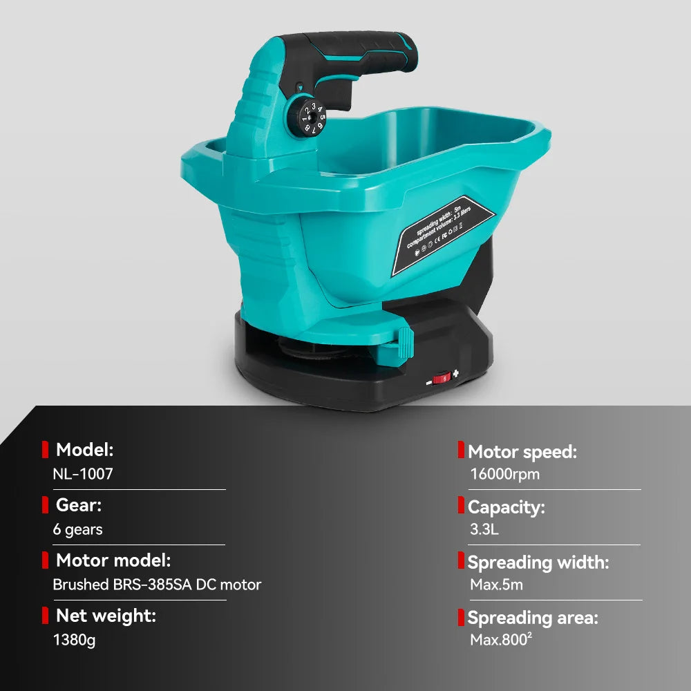 ONEVAN 8Gears Electric Seeder Landscape Power Tool Large Capacity Small Seeder Integrated Machine For makita 18v battery pin