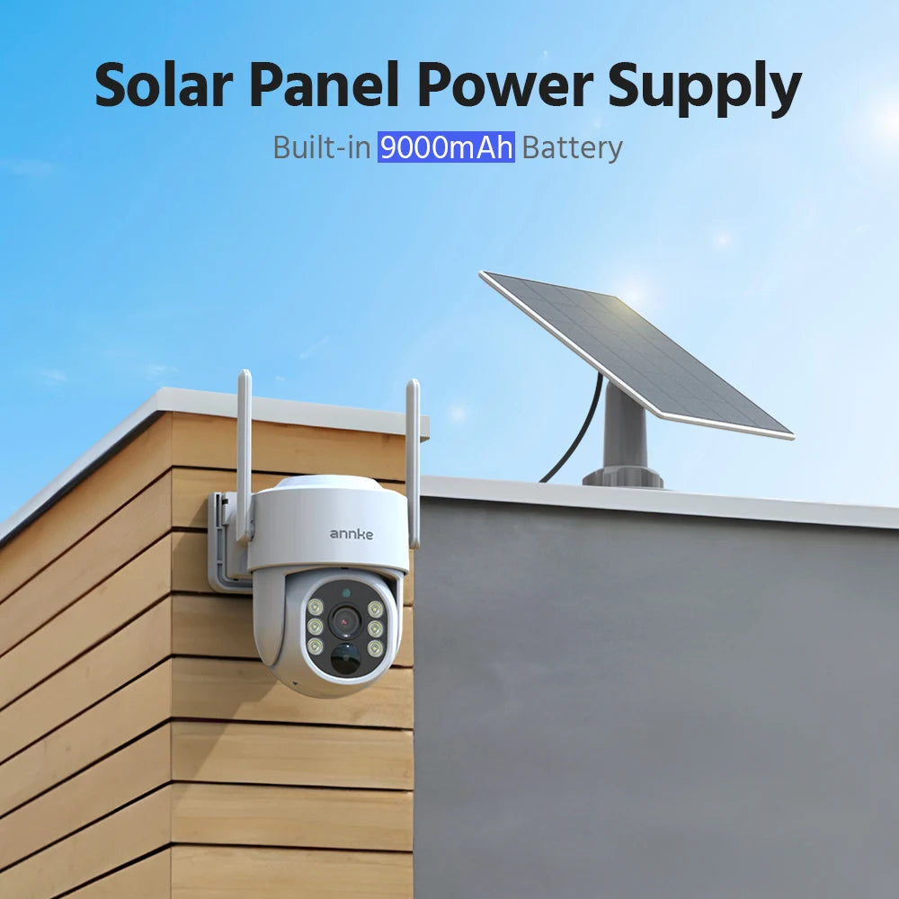 ANNKE 4MP Solar Wireless Camera System | 4CH NVR, Color Night Vision, Dual‑Band WiFi