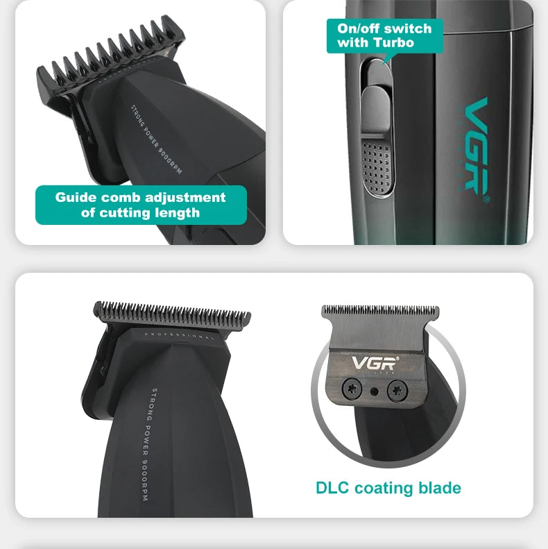 VGR Hair Trimmer Professional Hair Cutting Machine Electric Hair Clipper Shaver Barber Metal Trimmer for Men V-003 V-906 V-308