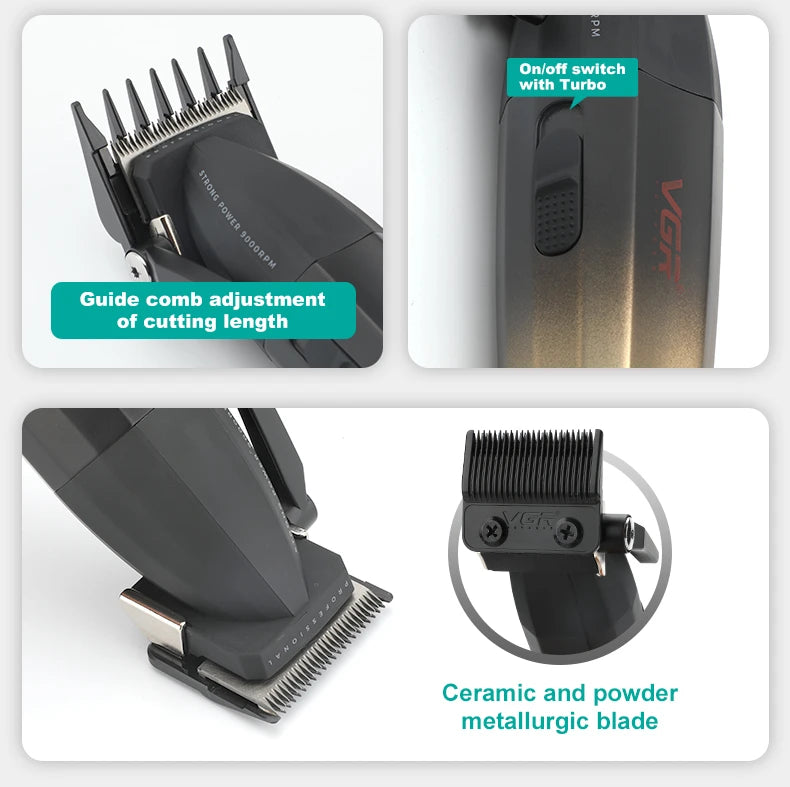 VGR Hair Trimmer Professional Hair Cutting Machine Electric Hair Clipper Shaver Barber Metal Trimmer for Men V-003 V-906 V-308