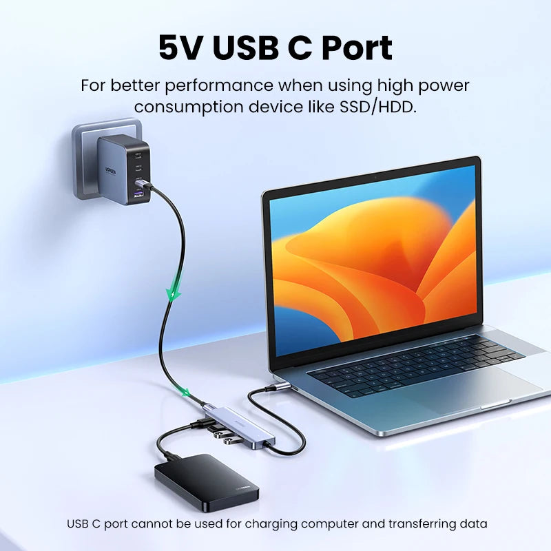 UGREEN USB‑C to USB 3.0 Hub | 4‑Port High‑Speed Splitter for MacBook, iPad & Samsung