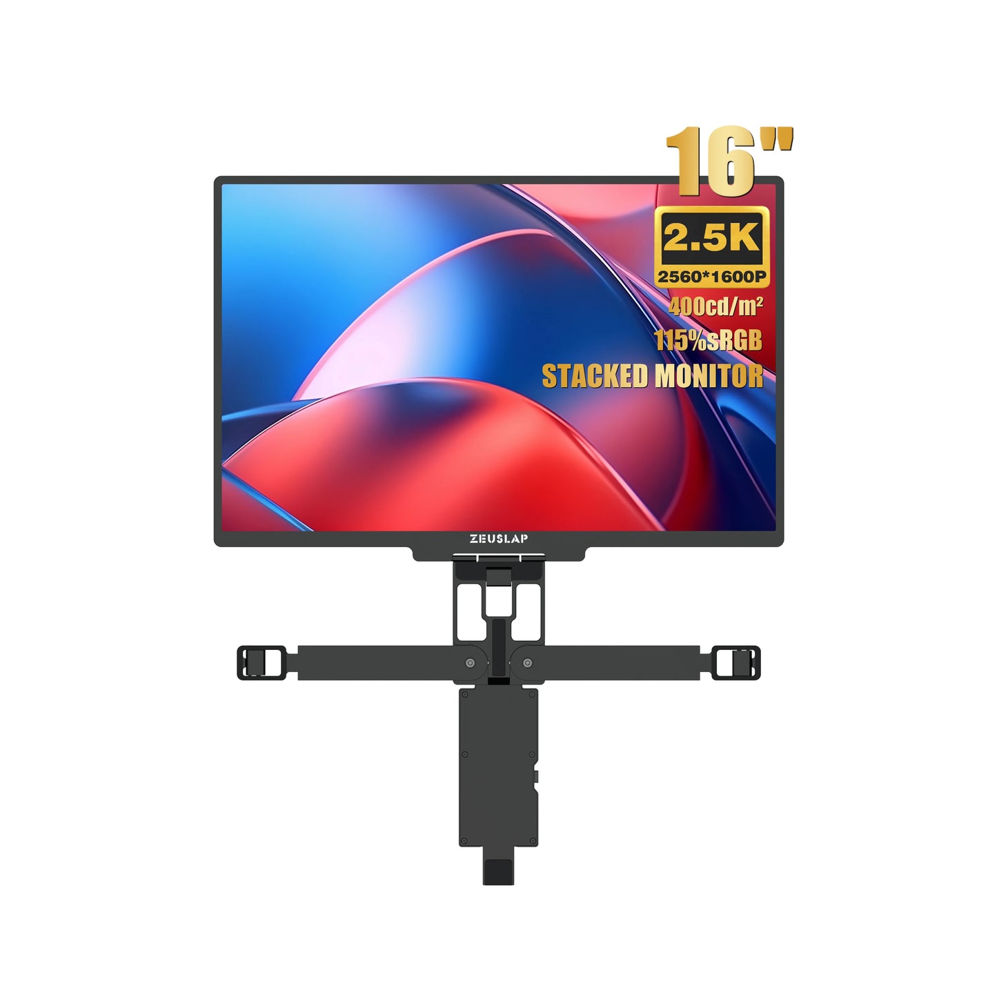 ZEUSLAP 2.5K QHD Portable Stacked Monitor | Kickstand, Travel Display