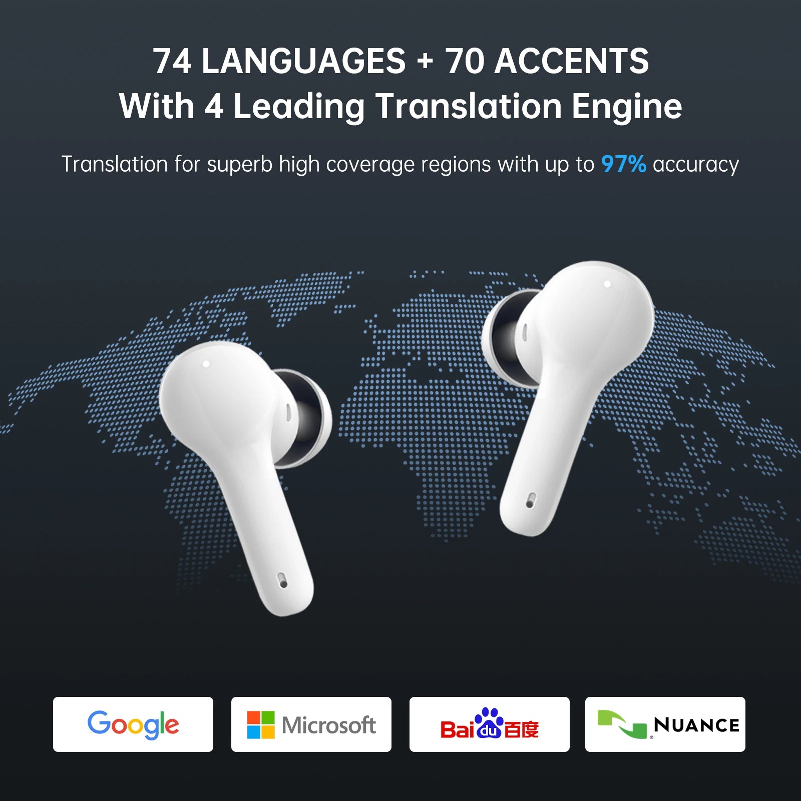 Wooask M6 Translator Earbuds 144 Languages 11 Offline Bi-directional