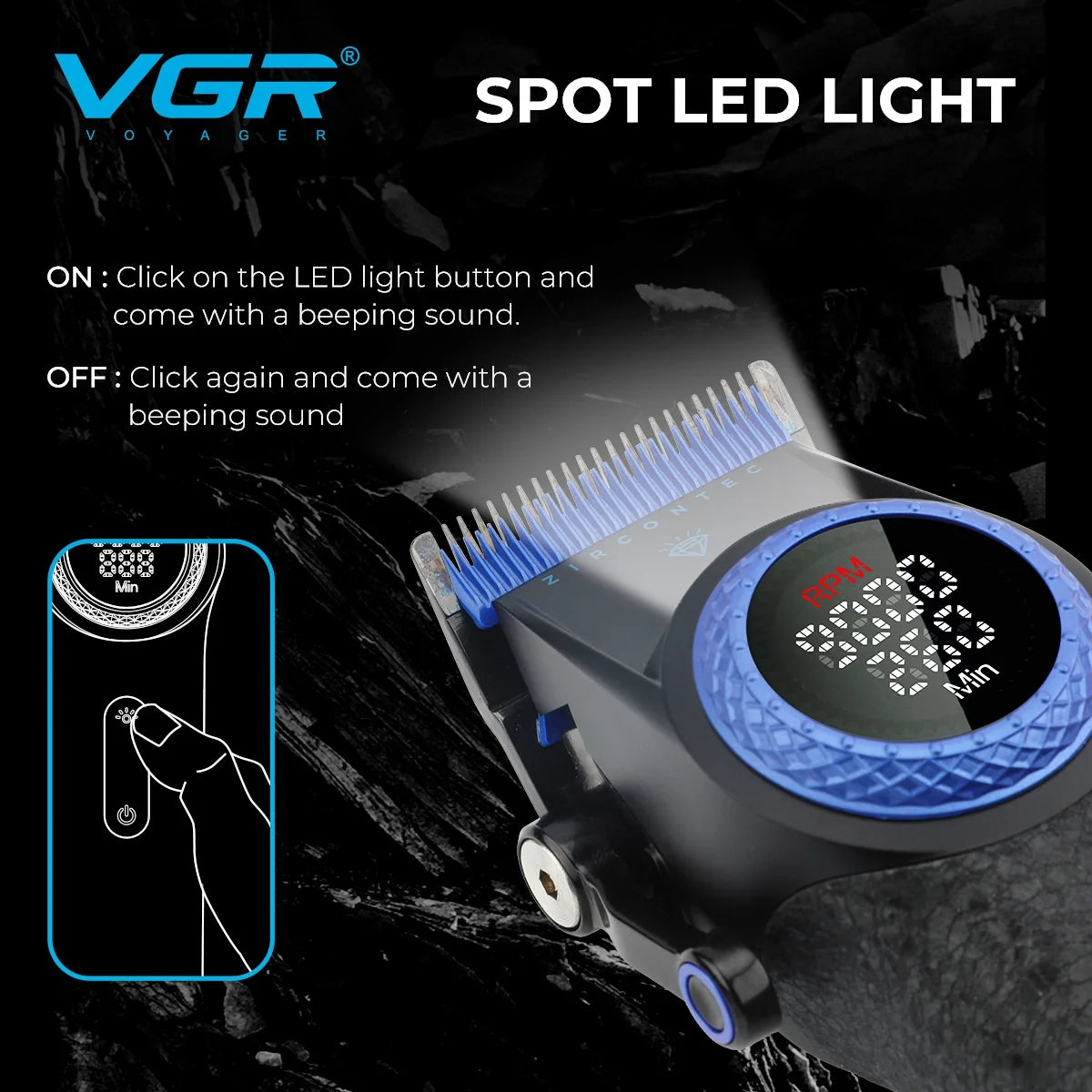 VGR Hair Cutting Machine Professional Trimmer 9000 RPM Hair Clipper Bldc Motor Barber Cordless Clipper Trimmer for Men V-001
