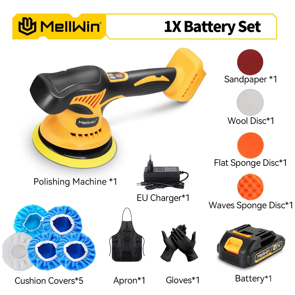 MELLWIN 150mm Cordless Electric Car Polisher 8 Adjustment Car Polishing Waxing Sanding Power Tool For Makita 18V Battery Pin - Limetastore