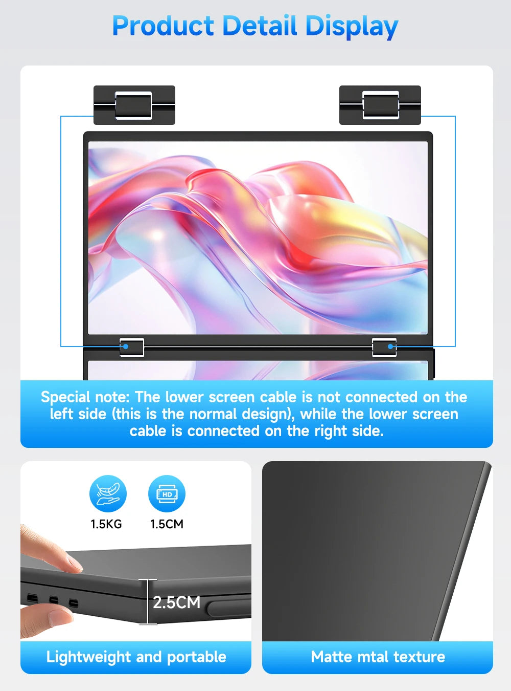 UPERFECT 15.6" Portable Dual Monitor - 1080P FHD IPS Folding Laptop Screen Extender with USB-C Plug & Play for Gaming and Travel - Limetastore