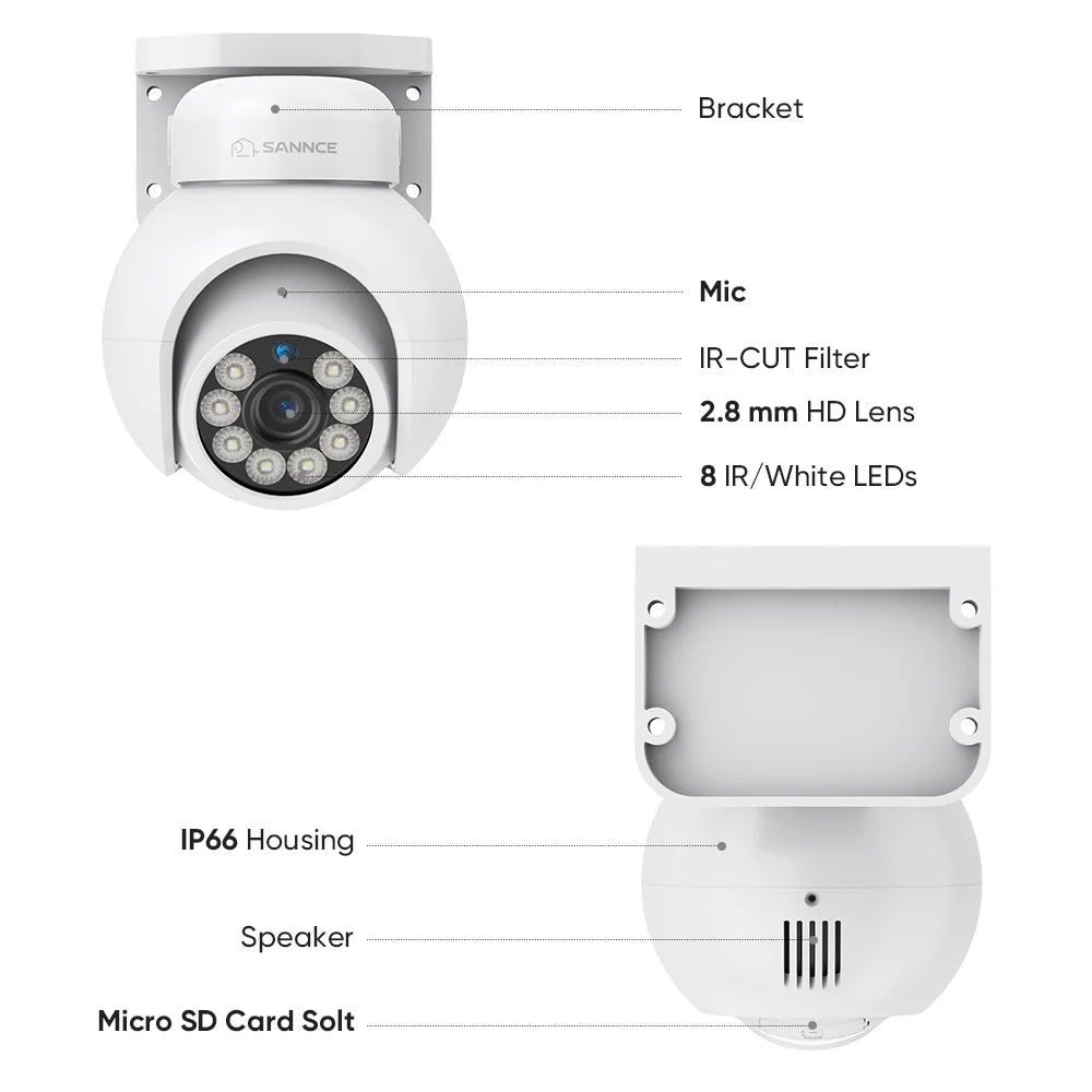 SANNCE 4K 8MP PoE CCTV System | 8CH NVR, Human Detection, Smart Tracking, Full‑Color Night Vision, ONVIF