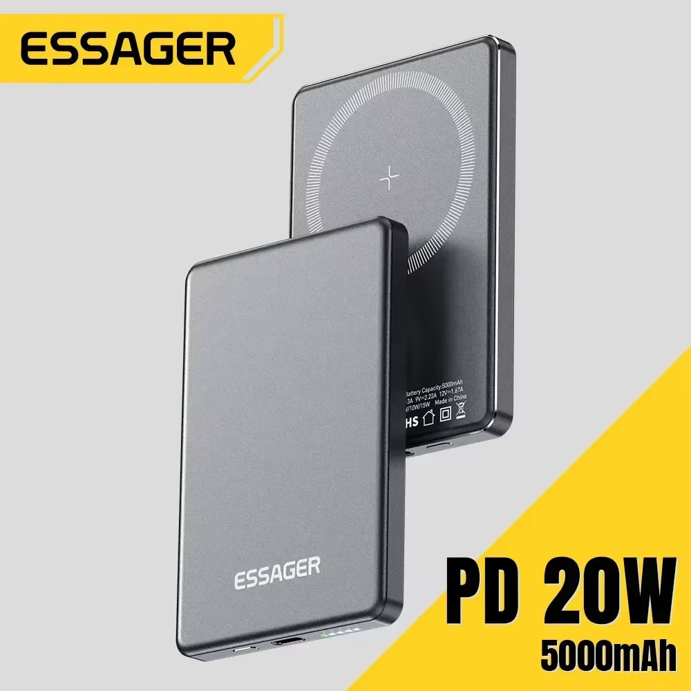 ESSAGER Thin Magnetic Wireless Power Bank 20W 5000mAh MagSafe