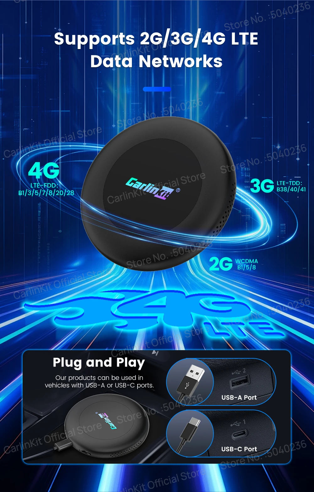 CarlinKit Android 15 SM6350 8+128GB Wireless CarPlay AI Box