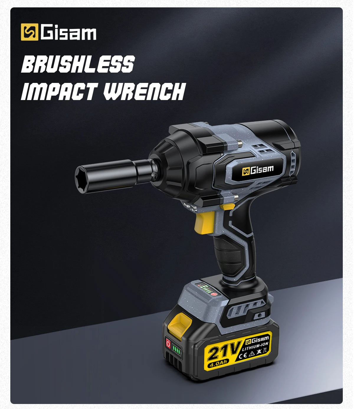Gisam 1400N.m Brushless Impact Wrench 1/2"